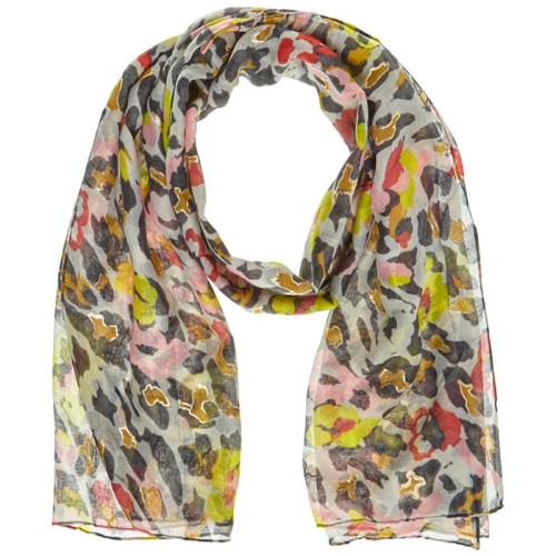 Foulard LEOLINE Color Gold étole imprimée léopard irisé Doré et Multicolore Viscose Imprimé sur l'ensemble