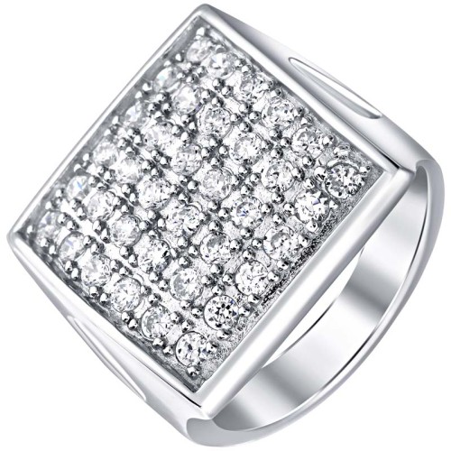 Bague TARISSA White Silver Cocktail pavé carré Argenté et Blanc Argent massif 925 Oxydes de zirconium sertis