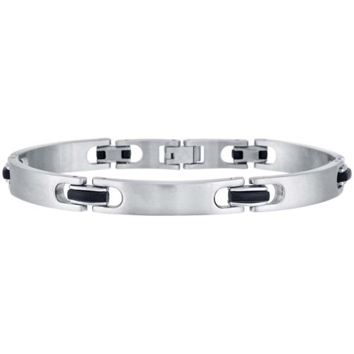 Bracelet BROKUS Black Silver Gourmette homme chaine souple Brossé Argenté et Noir Acier inoxydable 316L