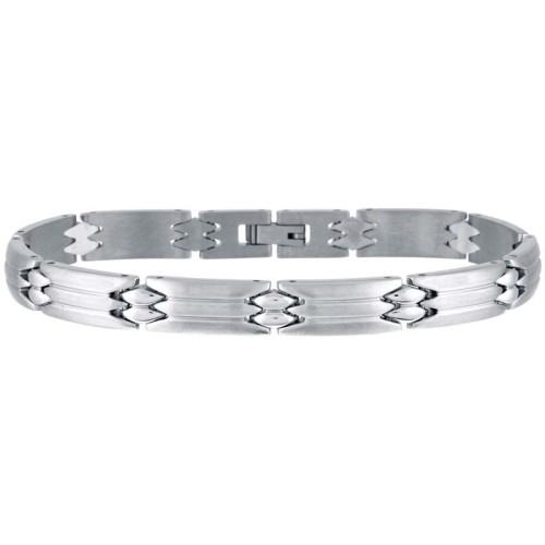 Bracelet LENO Silver Gourmette homme chaine souple Brossé Argenté Acier inoxydable 316L