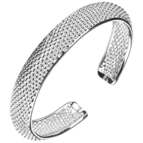 Bracelet BOARA Silver Manchette flexible rigide Cotte de maille Argenté Laiton argenté à l'argent fin