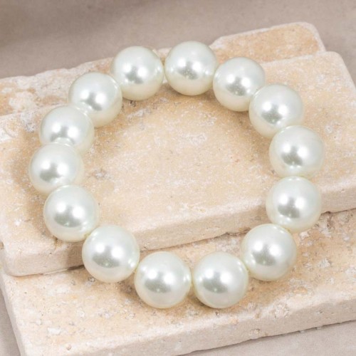 Bracelet DEONE White Bracelet de perles souple Classique intemporel Blanc et Blanc Perles