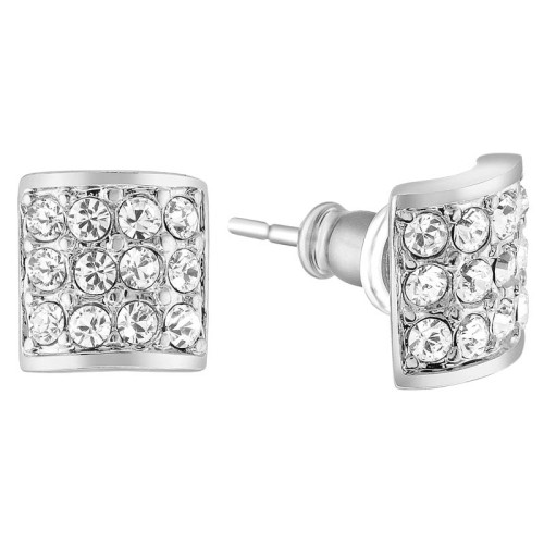 Boucles d'oreilles DIAMANT White Silver Puces clous Pavé Argenté et Blanc Rhodium Cristal