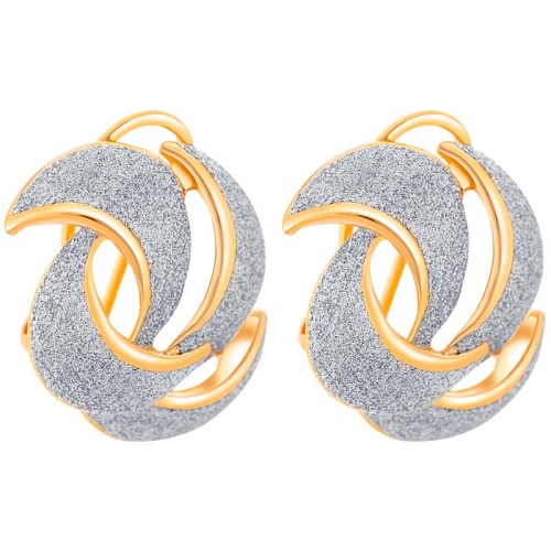 Boucles d'oreilles OCTEA Gold & Silver Pendantes courtes Bicolore Doré et Argent Laiton doré à l'or fin