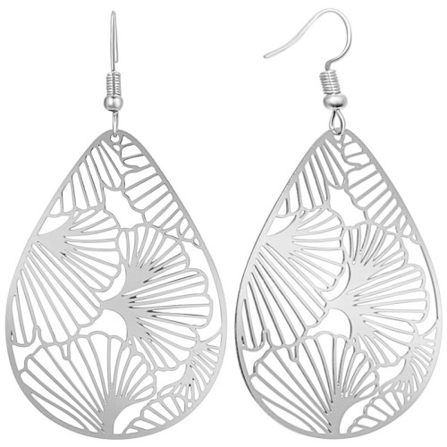 Boucles d'oreilles LEAF WALL Silver color Pendantes ajourées Feuillage filigrane Argenté Rhodium