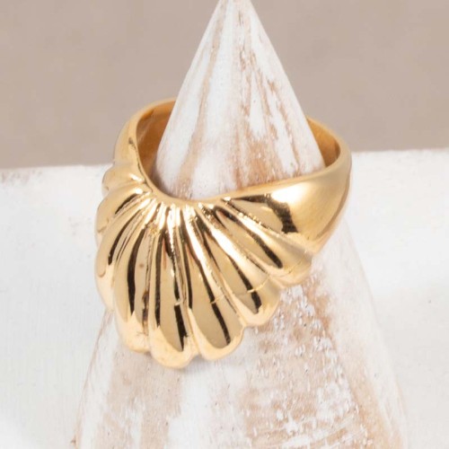 Bague SOLENE Gold Jonc plein Coquillage Doré Laiton doré à l'or fin