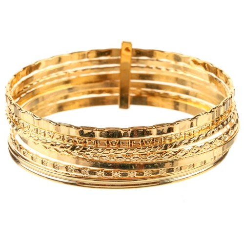 Bracelet ESME Gold Jeu de joncs rigides ciselé Doré Laiton doré à l'or fin