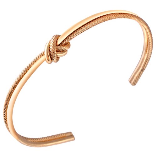 Bracelet ROPE Gold Jonc réglable flexible rigide multirangs Nœud Doré à l'or fin