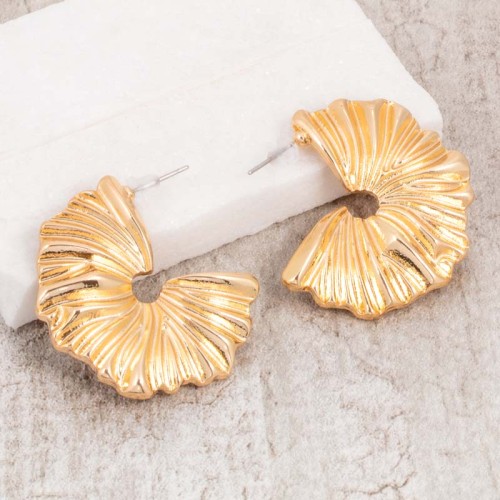 Boucles d'oreilles PALMOSA Gold Créoles disques Feuillage Doré Laiton doré à l'or fin