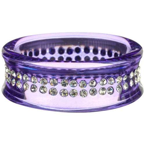 Bracelet NOLITO White Mauve Manchette rigide Rivière de cristal Violet et Blanc Résine Cristal