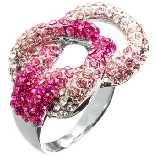 Bague MARINEO Pink Silver Cocktail pavé Nœud marin Argenté et Rose Rhodium Cristal autrichien