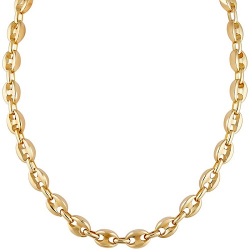 Collier CAFEO Gold Ras de cou chaine souple Maille grain de café Doré Laiton doré à l'or fin