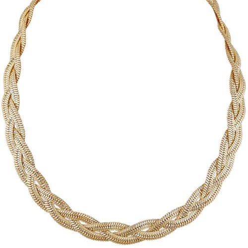 Collier LOYALTY Gold Ras de cou chaine souple Maille serpent plate tressée Doré Laiton doré à l'or fin