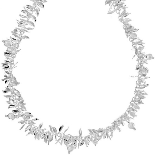 Collier GARDONE Silver Ras de cou chaine souple Pendentifs feuillage Argenté Laiton argenté à l'argent fin