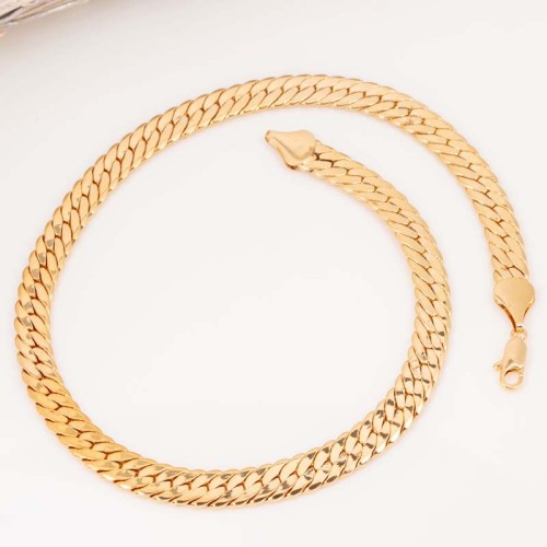 Collier SANDORINE Gold Ras de cou chaine souple Maille gourmette plate Doré Laiton doré à l'or fin