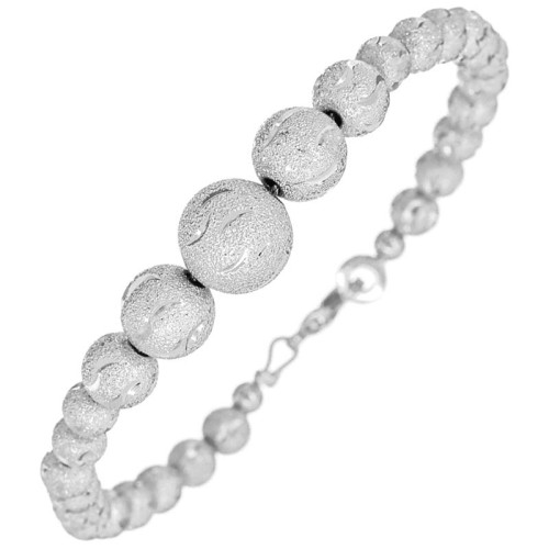 Bracelet SIGALONE Silver Bracelet chaine souple Boules sablées en chute Argenté Laiton argenté à l'argent fin