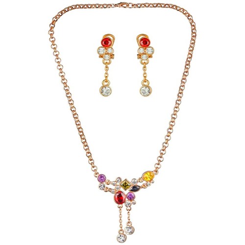 Parure BEATIOSE Color Gold Ras de cou pendentif boucles d'oreilles Classique chic Multicolore Laiton doré à l'or fin Cristal