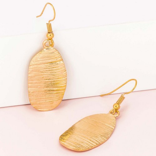 Boucles d'oreilles SIANE Gold Pendantes courtes Plaques ciselées Doré à l'or fin