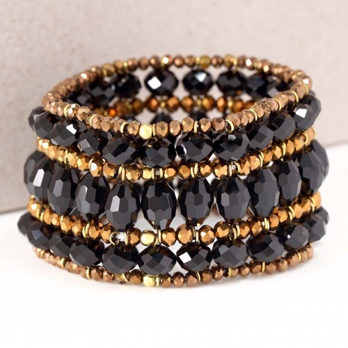 Bracelet PARIANO GOLD & BLACK Doré et Noir Rhodium Cristal