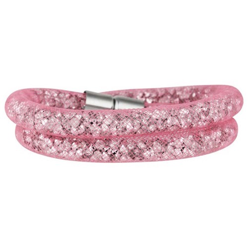 Bracelet LIGHTSTORM DOUBLE Pink Silver Double Tour Multirangs Cage à cristal Argent et Rose Rhodium Cristaux emprisonnés