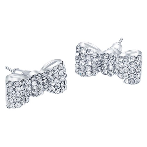 Boucles d'oreilles NOELLY White Silver Puces clous Nuds Argent et Blanc Rhodium Cristal