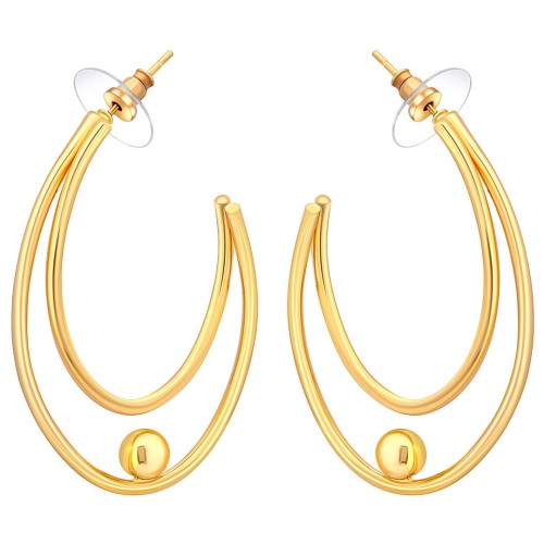 Boucles d'oreilles EOVAL Gold Créoles ajourées Ovale perle suspendue Doré Laiton doré à l'or fin