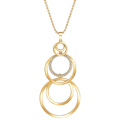 Collier ELIPSO White Gold Sautoir pendentif en Y élipse Doré et Blanc Doré à l'or fin Cristal