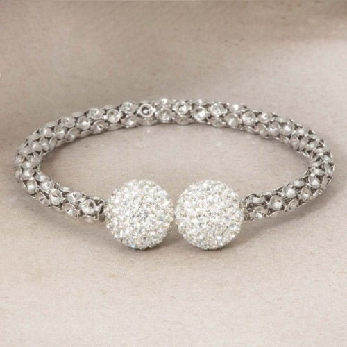 Bracelet JOIN US CRYSTAL White Silver Argent et Blanc Rhodium Cristal