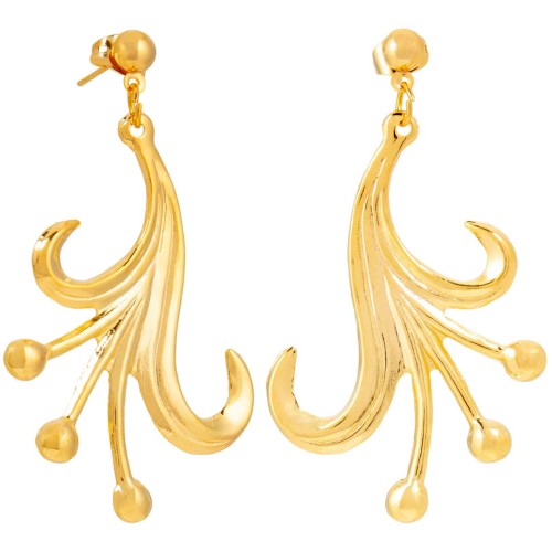 Boucles d'oreilles BESCA Gold Pendantes mi-longues Arabesques Doré Laiton doré à l'or fin