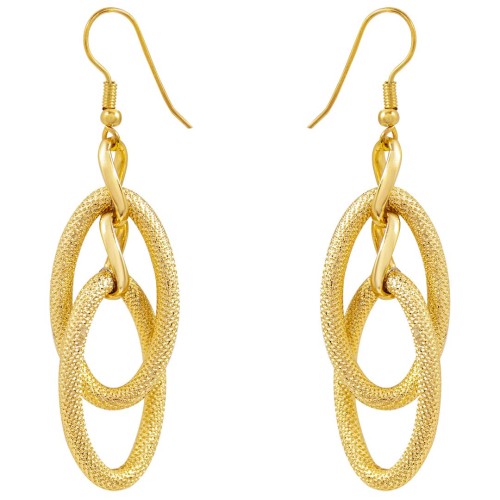 Boucles d'oreilles CHAINS SIMPLE Gold Pendantes ajourées Maillons de chaine ciselés Doré Laiton doré à l'or fin