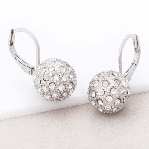 Boucles d'oreilles CLEO PEARL CRYSTAL White Silver Argent et Blanc Rhodium Cristal