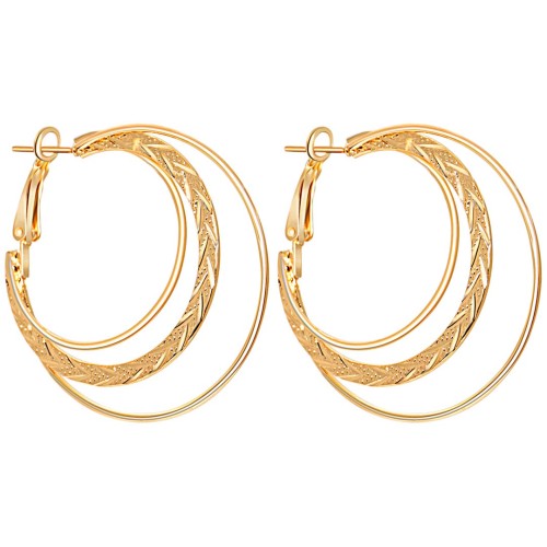 Boucles d'oreilles ARROWA Gold Créoles ajourées Ethnique amérindien natif Doré Laiton doré à l'or fin