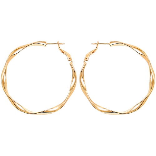 Boucles d'oreilles ONDEOLA Gold Créoles ajourées Ondulé Doré Laiton doré à l'or fin