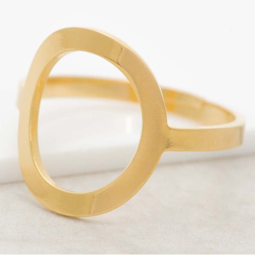 Bague OLEA Gold Jonc ajouré Oval Doré Acier inoxydable doré à l'or fin