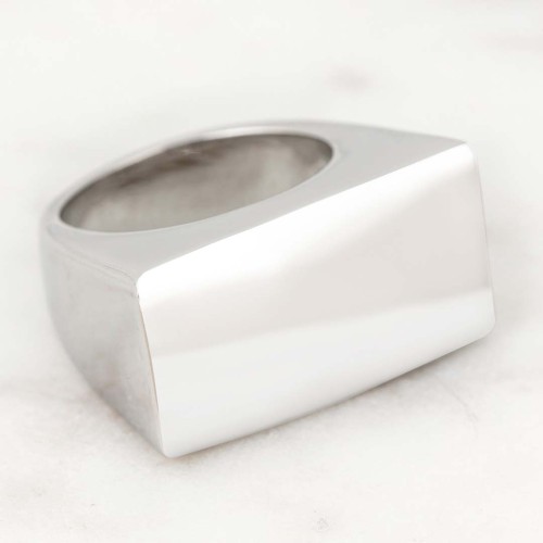 Bague KADRONE Silver Chevalière pleine Rectangulaire Argent Rhodium