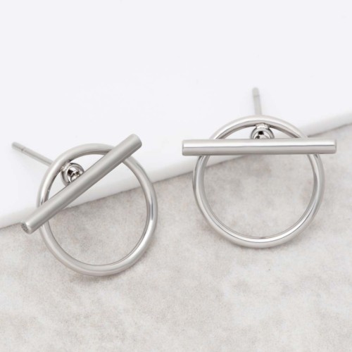 Boucles d'oreilles JUPITER Silver Puces clous Géométrique Argent Acier inoxydable