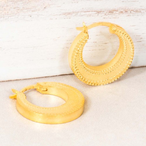 Boucles d'oreilles CESAYA Gold Créoles disques Ciselé Doré Laiton doré à l'or fin