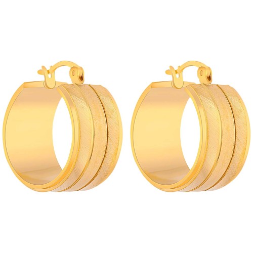 Boucles d'oreilles OKANA Gold Créoles plates Ciselé Doré Laiton doré à l'or fin