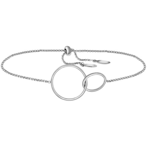 Bracelet OBAL Silver Bracelet fin chaine souple réglable Anneaux entrelacés Argent Acier inoxydable