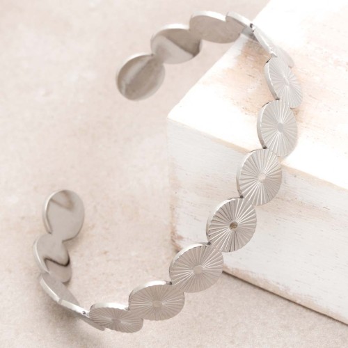 Bracelet MAERANE Silver Jonc réglable flexible Solaire Argent Acier inoxydable